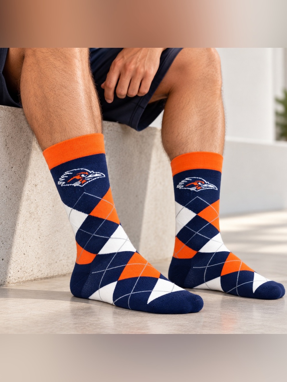 UTSA Roadrunners Sports Crew Socks Argyle NCAA Preppy Varsity Gameday Collegiate